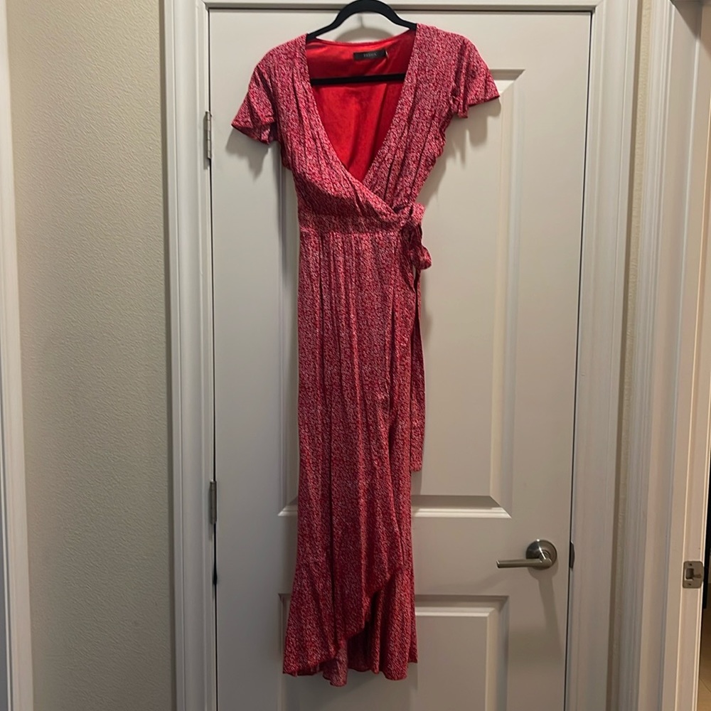 Red wrap dress